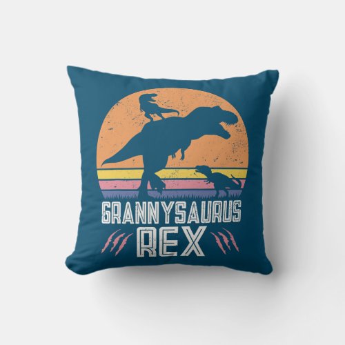 Grannysaurus Funny Women T Rex Dinosaur Grandma Throw Pillow
