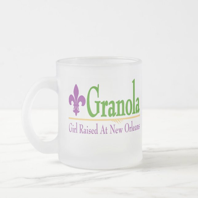 Granola, Girl Raised At NOLa Frosted Glass Coffee Mug (Left)