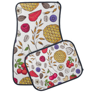 Granola,  muesli seamless pattern. Oat flakes hand Car Floor Mat