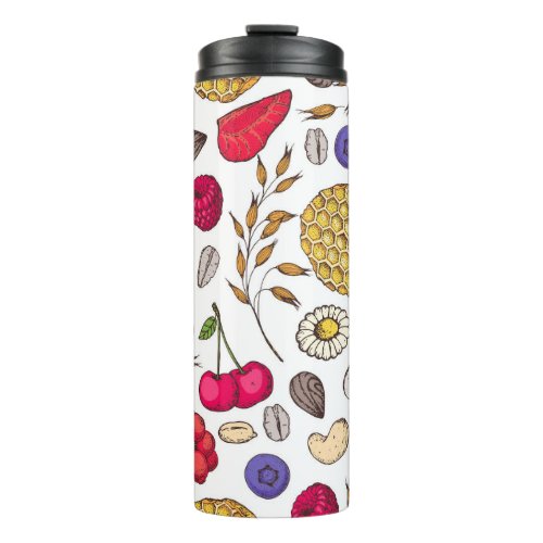 Granola  muesli seamless pattern Oat flakes hand Thermal Tumbler