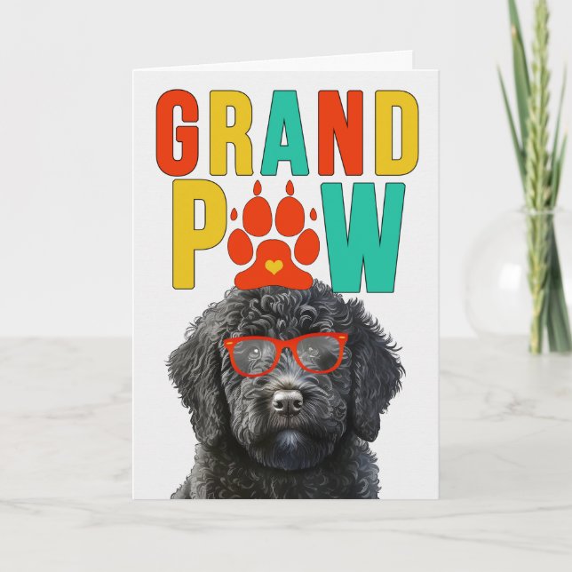 GranPAW Black Labradoodle Funny Grandparents Day Holiday Card (Front)