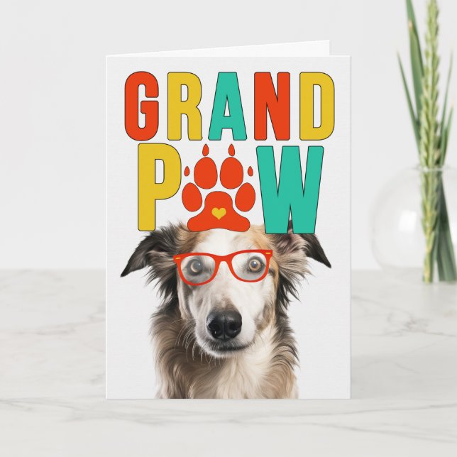 GranPAW Borzoi Dog Funny Grandparents Day Holiday Card (Front)