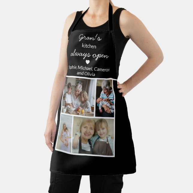 Gran's Kitchen Always Open Black And White Photos Apron (Insitu)