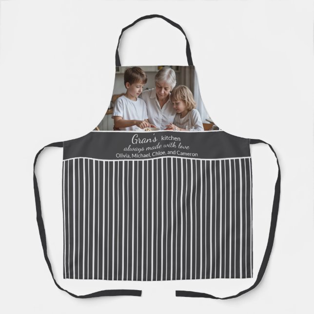 Gran's Kitchen Photo Grandchildren Striped Apron (Front)