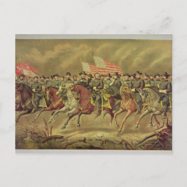 Grant and his Officers Postcard (Front)