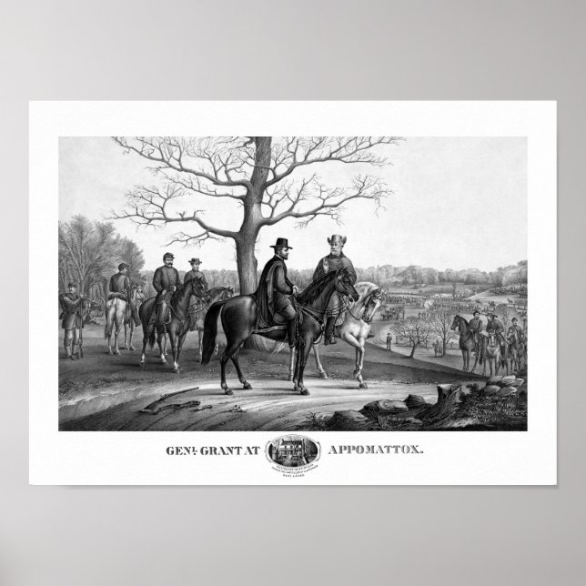 Grant And Lee At Appomattox -- Civil War Poster (Front)