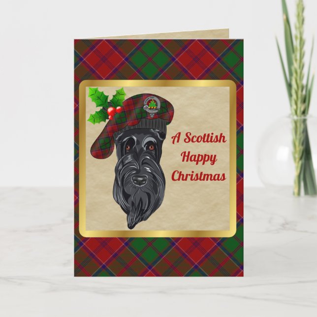 Grant Badge & Tartan Personalized Xmas Card (Front)