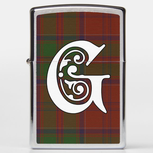 Grant Clan Tartan Monogram Zippo Lighter (Front)