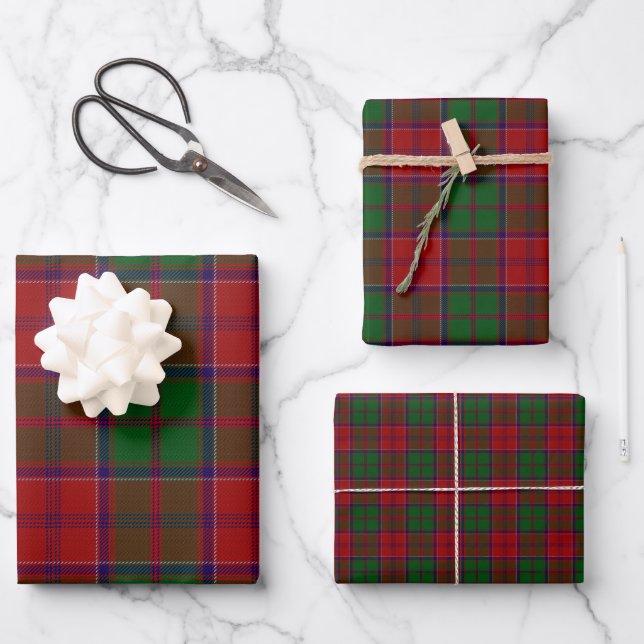 Grant Clan Tartan Scottish Plaid Wrapping Paper Sheets (Front)