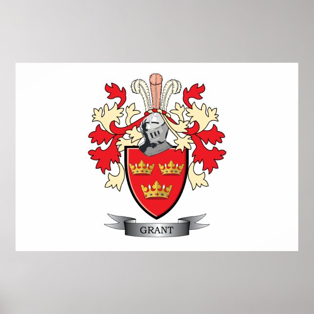 Grant Family Crest Coat of Arms Poster (Front)