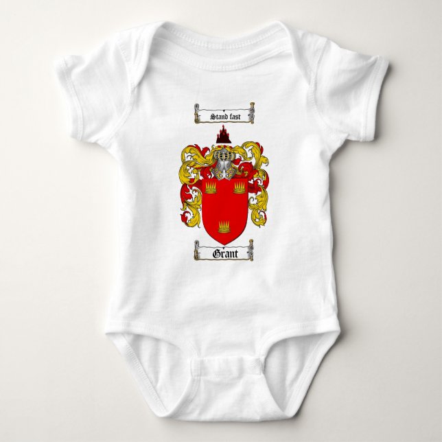 GRANT FAMILY CREST -  GRANT COAT OF ARMS BABY BODYSUIT (Front)