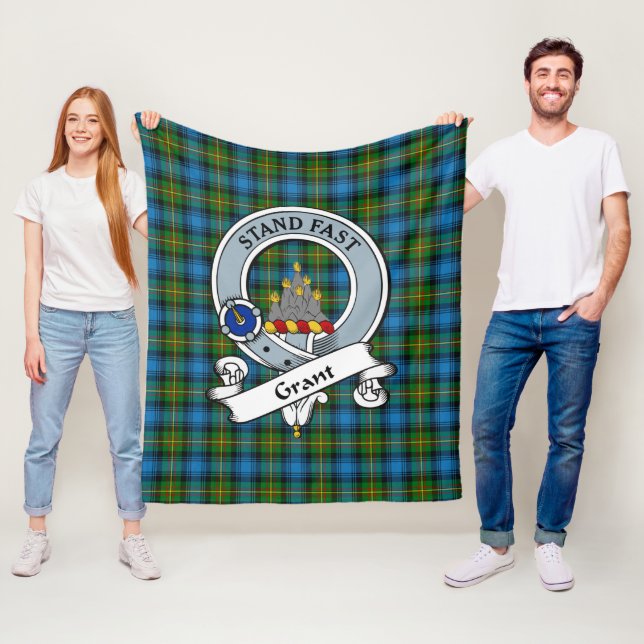 Grant Hunting Clan Badge Tartan Plaid Fleece Blanket (In Situ)