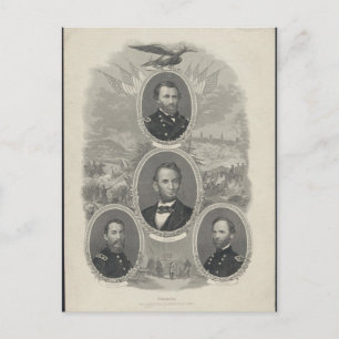 Grant, Lincoln, Sheridan, Sherman Postcard