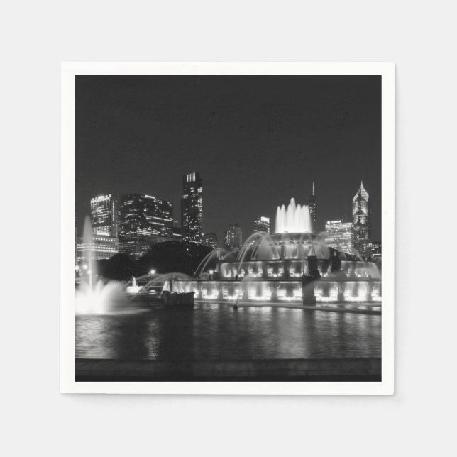 Grant Park Chicago Grayscale Napkins (Front)