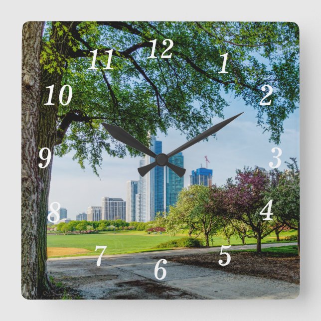 Grant Park Morning Walk Wall Clock (Front)