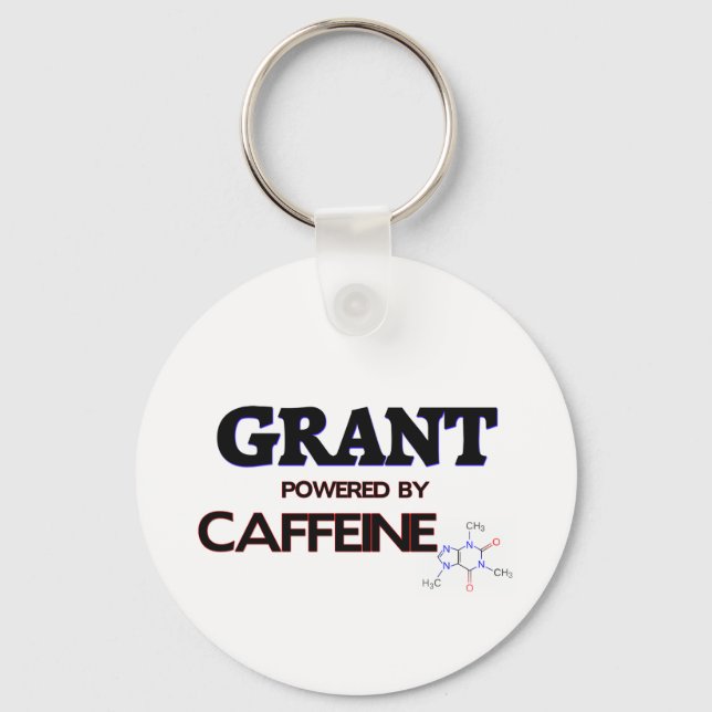 Grant powered by caffeine keychain (Front)