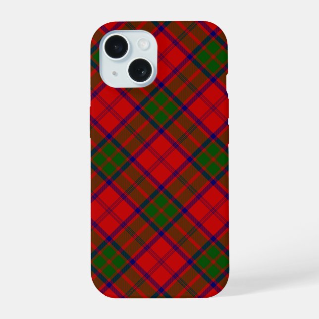 Grant tartan red green plaid iPhone 15 case (Back)