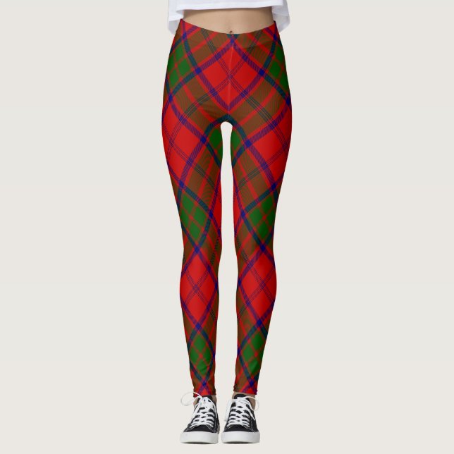 Grant tartan red green plaid leggings (Front)