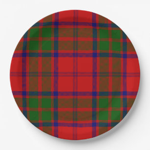 Grant tartan red green plaid paper plates