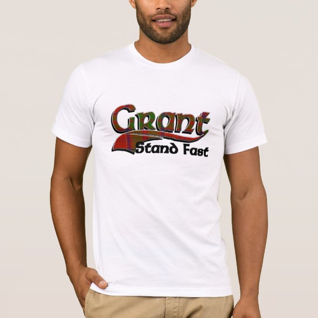 Grant Tartan Stand Fast Black T-Shirt (Front)