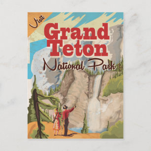 Grant Teton national park Vintage Travel Poster Postcard