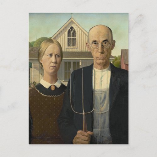 GRANT WOOD _ American gothic 1930 Postcard