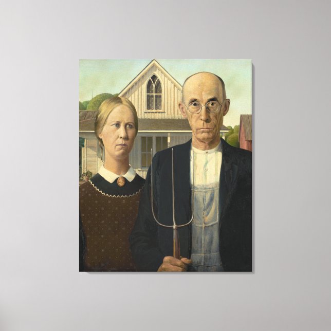 Grant Wood - American Gothic Canvas Print (Front)