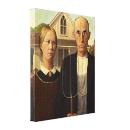 Grant Wood American Gothic Fine Art Painting Canvas Print