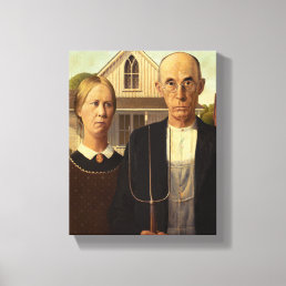 Grant Wood American Gothic Fine Art Painting Canvas Print