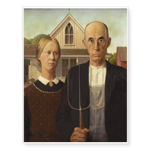 Grant Wood American Gothic Fine Art Painting Temporary Tattoos