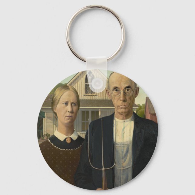 Grant Wood American Gothic Keychain (Front)
