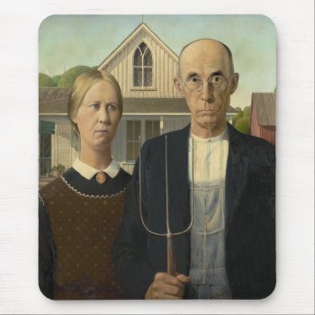 Grant Wood - American Gothic Mouse Pad by masterpiece_museum at Zazzle