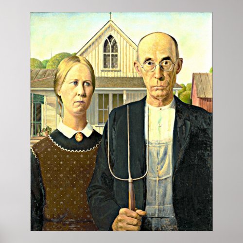 Grant Wood _ American Gothic Poster
