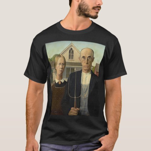 Grant Wood _ American Gothic T_Shirt