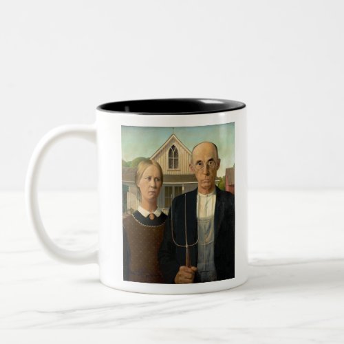 Grant Wood American Gothic Two_Tone Coffee Mug