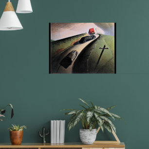 Grant Wood artwork, Death on the Ridge Road, Poster