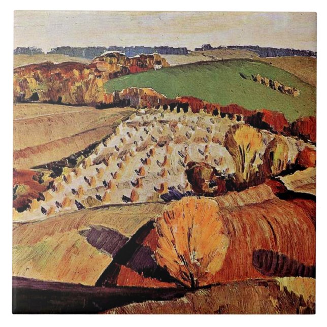 Grant Wood artwork, Landscape Ceramic Tile (Front)