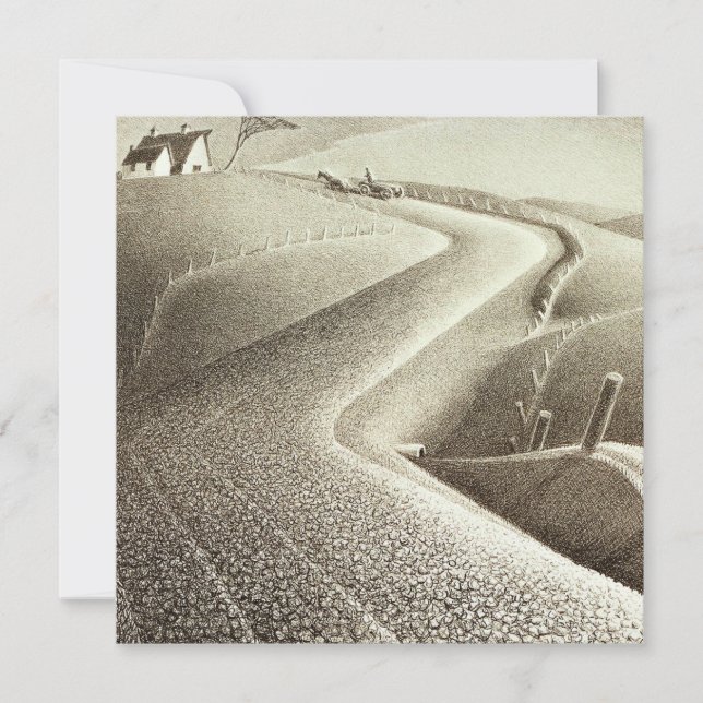 Grant Wood artwork, March, landscape Card (Front)