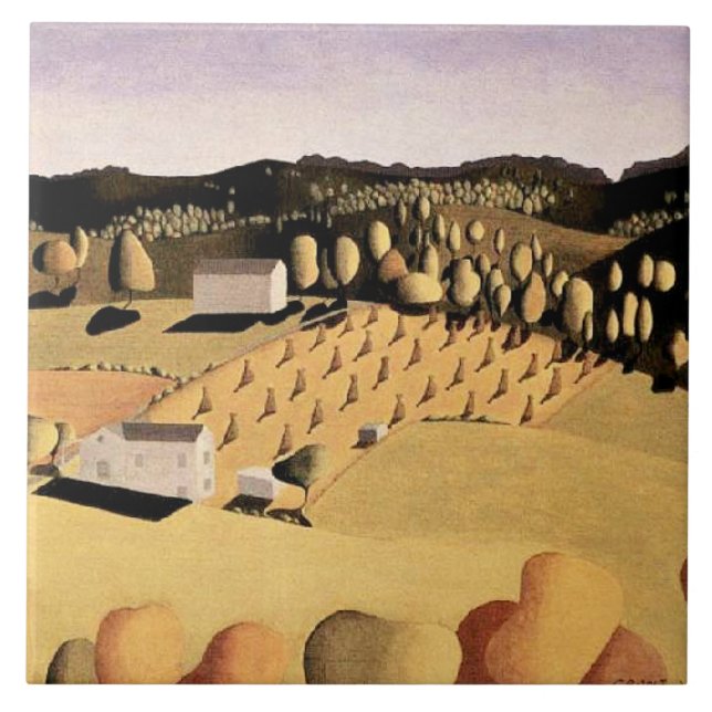 Grant Wood artwork, Some Corn Ceramic Tile (Front)