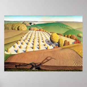 Grant Wood – Fall Plowing Poster