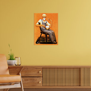 Grant Wood - Grandpa eating popcorn Poster