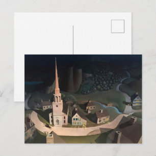 Grant Wood Midnight Ride of Paul Revere Art Postcard