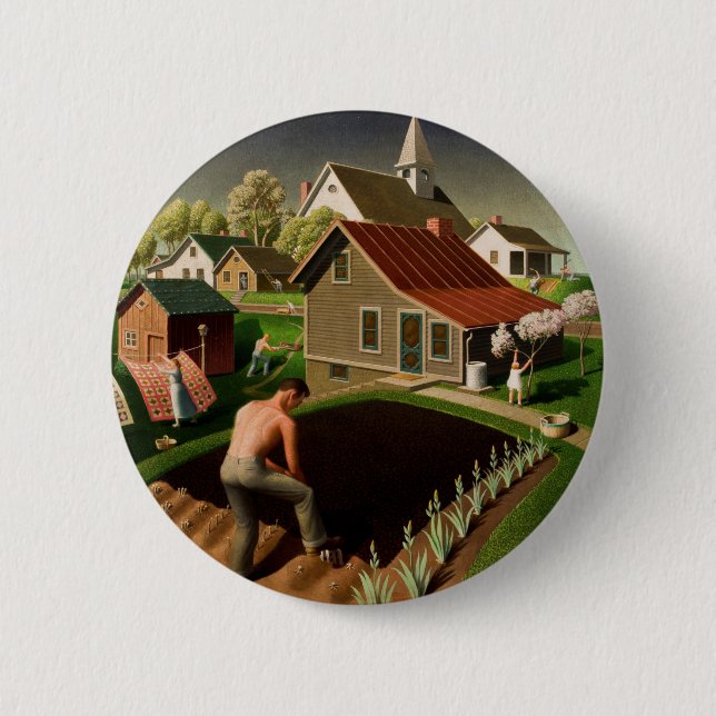 Grant Wood Spring in Town (1941) Button (Front)