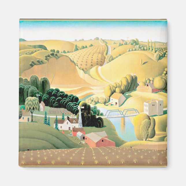 Grant Wood - Stone City, Iowa, fine art, Magnet (Front)