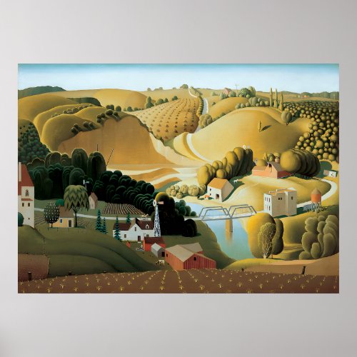 Grant Wood _ Stone City Iowa  Poster