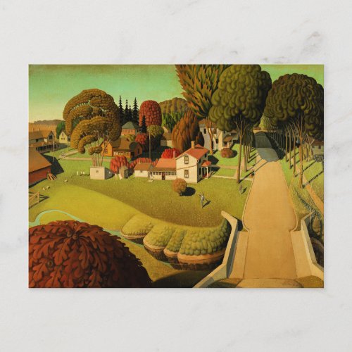 Grant Wood _ The Birthplace of Herbert Hoover Postcard