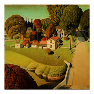 Grant Wood - The Birthplace of Herbert Hoover Poster