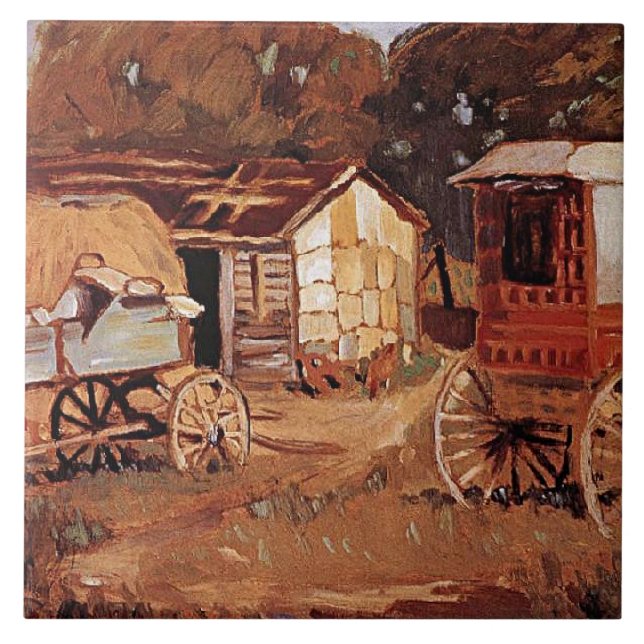 Grant Wood - The Horsetraders Ceramic Tile (Front)