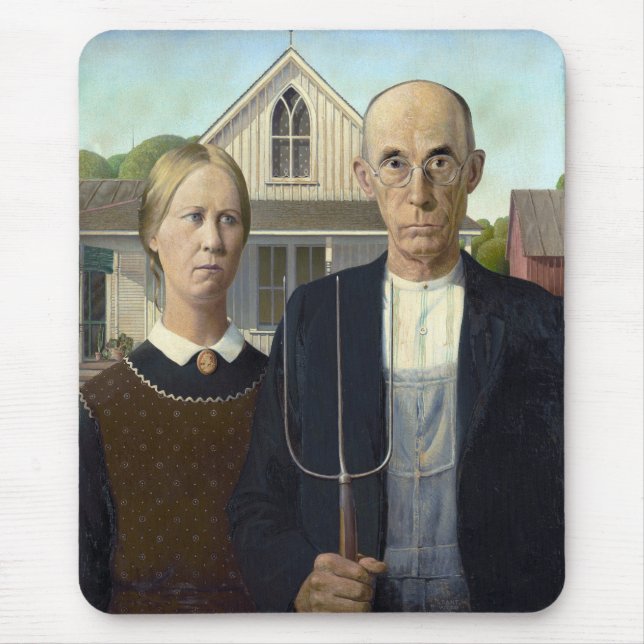 Grant Wood's American Gothic Mouse Pad (Front)