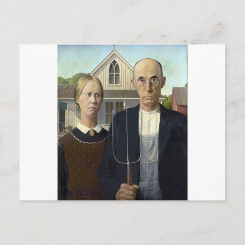 Grant Woods American Gothic Postcard